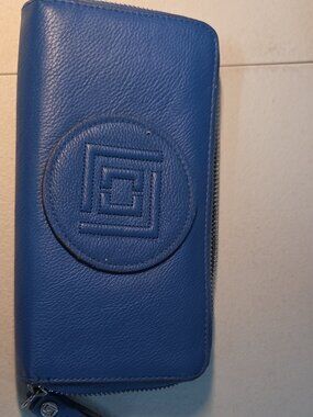 TRI-FOLD BLUE LEATHER WALLET